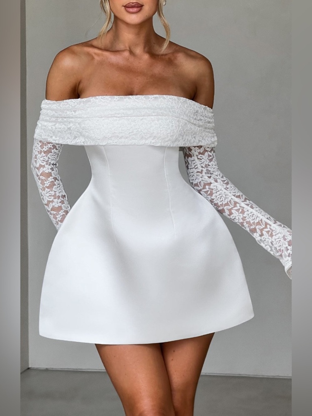 BABY BOO GEORGIANNA MINI DRESS, L, IVORY - Picture 2 of 5